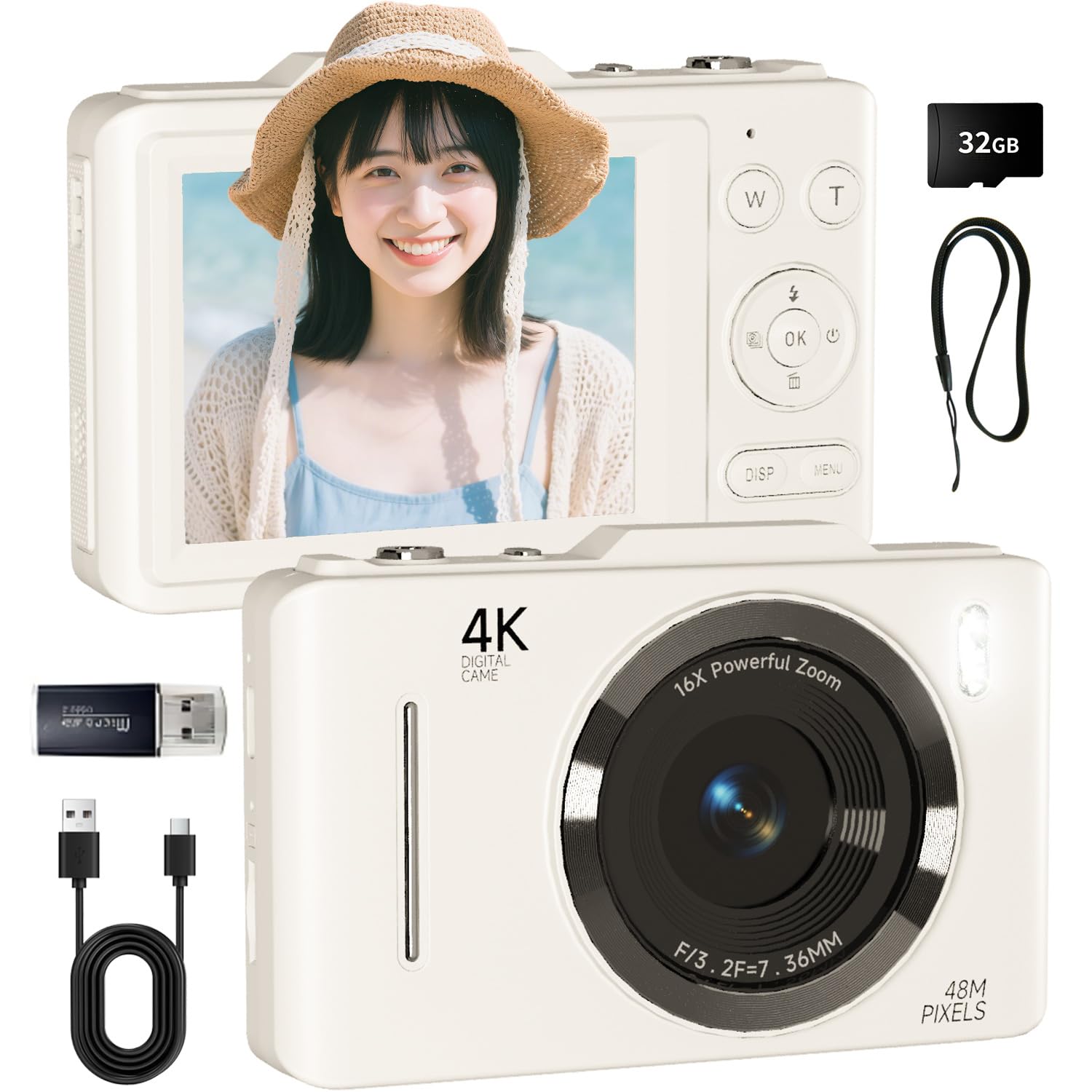 デジタルカメラ 4K 6800万画素 メモリーカード付属　32GB　高精細写真 Amazon | SRVR デジタルカメラ 4K 6800万画素 メモリーカード